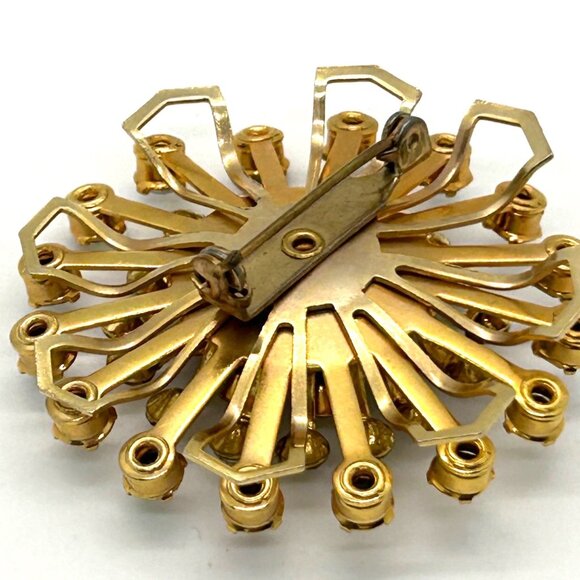 Vintage Aurora Borealis Brooch Gold-Tone Rivet Set 1960s Starburst Atomic 2 inch - Picture 8 of 14